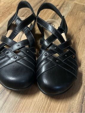 Clarks Collection Leather Fisherman Sandals Elizabelle Sea Black 8